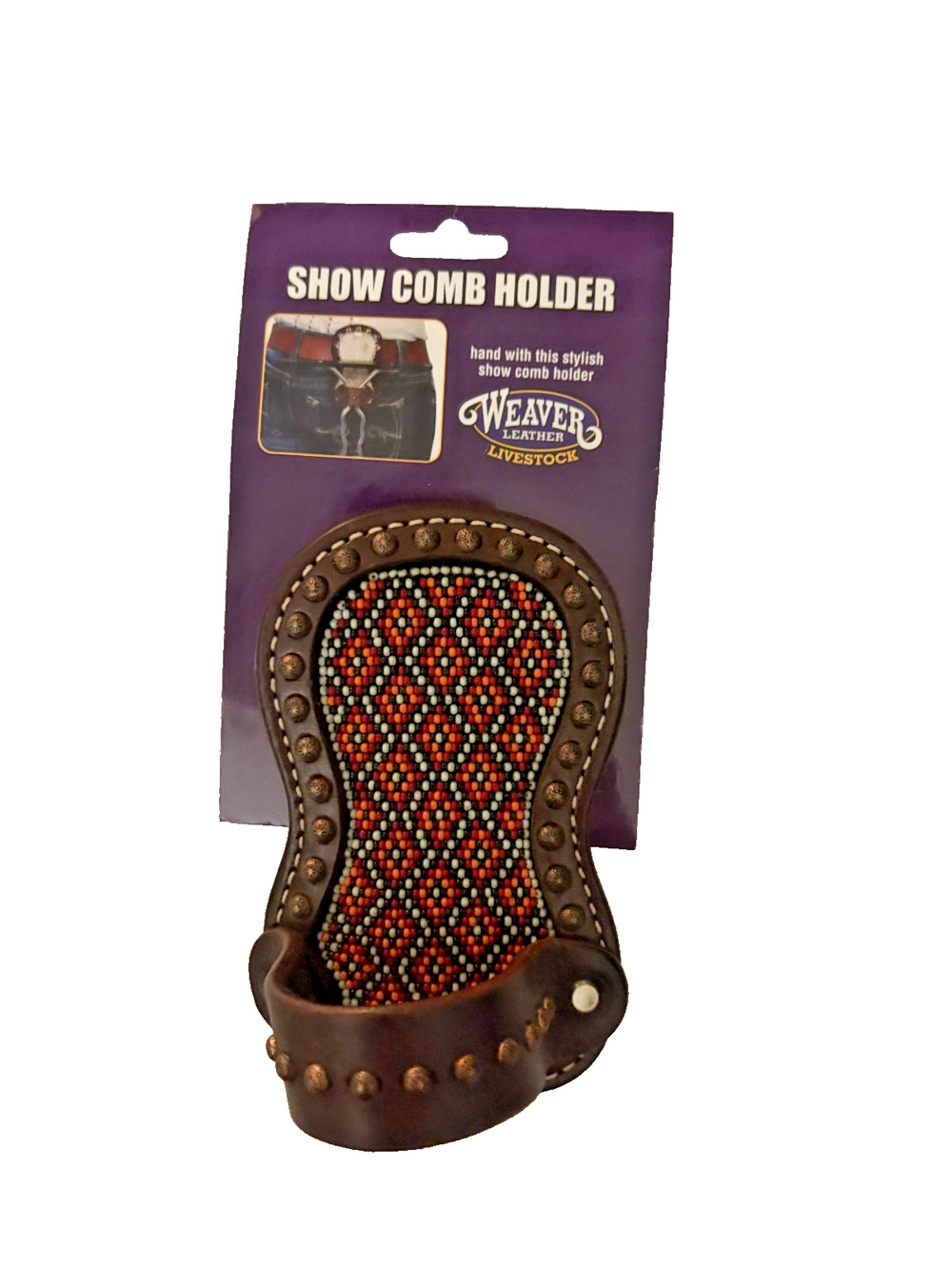 Weaver Leather Livestock Show Comb Holder Orange Beaded